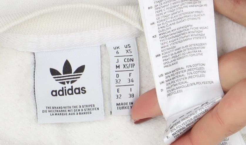 Womens UK Size XS adidas Ivory Pullover Sweatshirt