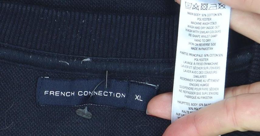 Mens UK Size XL French Connection Black Pullover Sweatshirt