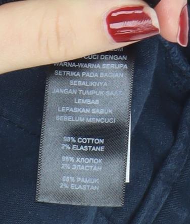 Jasper Conran Women Navy Blue Chino Trousers Size 12 Cotton Blend