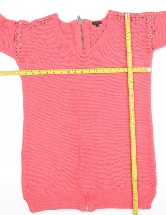 Womens UK Size 6 River Island Pink Full Zip Jumper