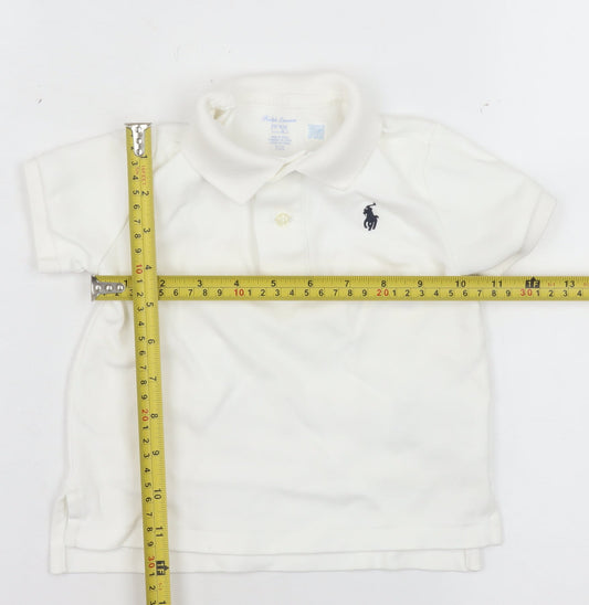 Ralph Lauren White Unisex Baby Polo T-Shirt 12 Months Cotton Short Sleeve