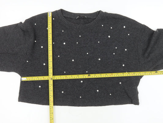 Womens UK Size L Zara Grey Pullover Jumper