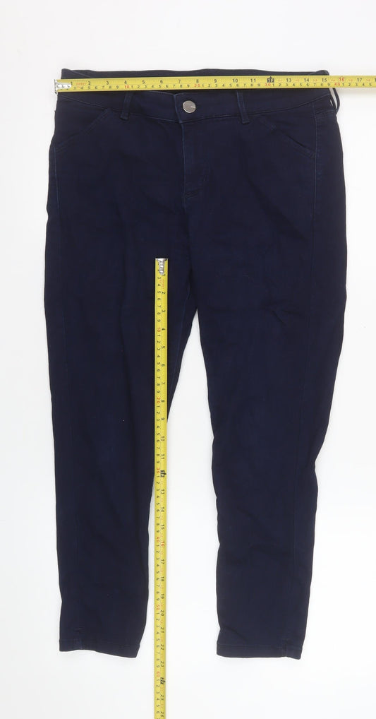 Womens UK Size 14 Oasis Slim Fit Capri Blue Trousers