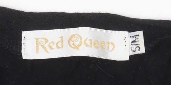 Womens UK Size S Red Queen Black Basic T-Shirt