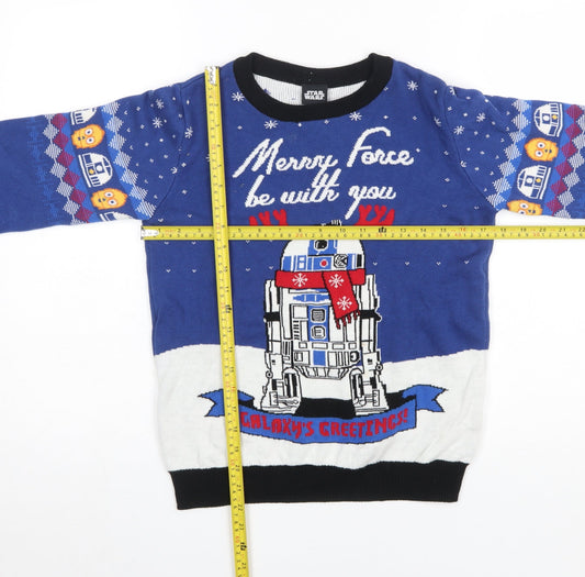 Star Wars Boys Blue Christmas Jumper 12 Years R2-D2 Galaxy Greetings Tu