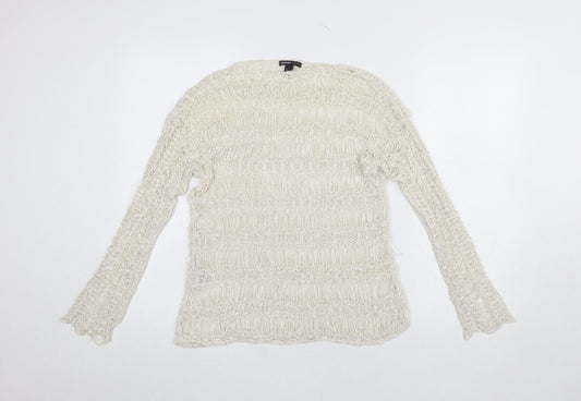 Womens UK Size M Mango Ivory Pullover Jumper