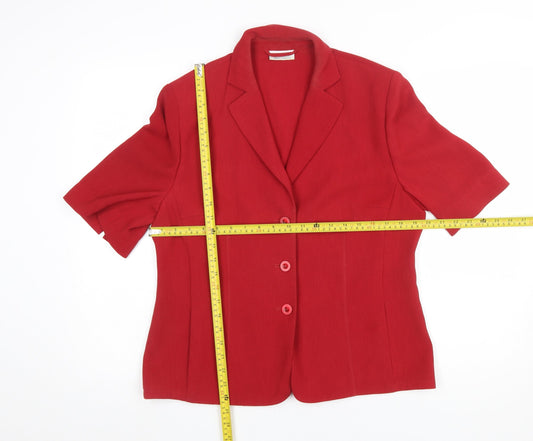 Basler Women's Red Classic Short Sleeve Suit Jacket UK 14
