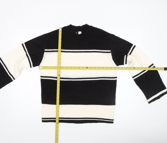H&M Divided Women's Black White Striped Knit Jumper XS