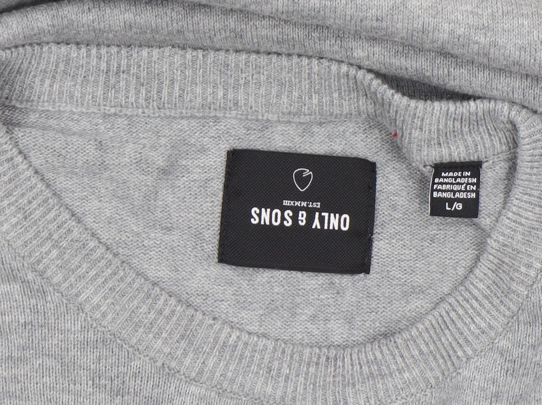 Mens UK Size L ONLY & SONS Grey Pullover Jumper