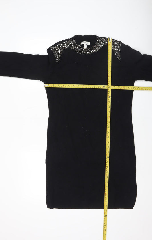 Womens UK Size L Wild Flower Black Pullover Jumper