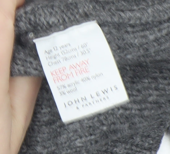 Girls UK Size 12 Years John Lewis & Partners Grey Pullover Jumper