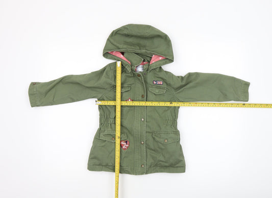 Vertbaudet Girls Green Hooded Cotton Parka Coat 5 Years Lined Casual Jacket