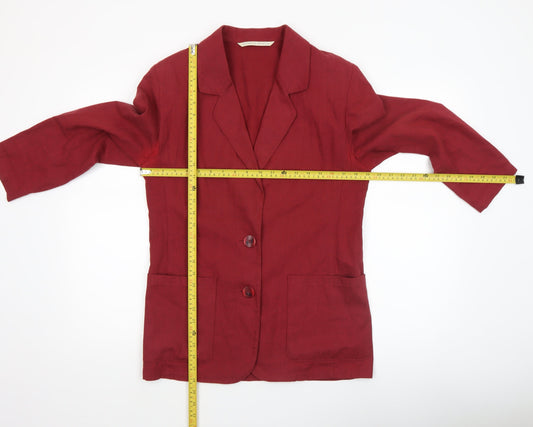 Marks and Spencer Women Dark Coral Linen Blend Blazer UK 10 Regular Fit