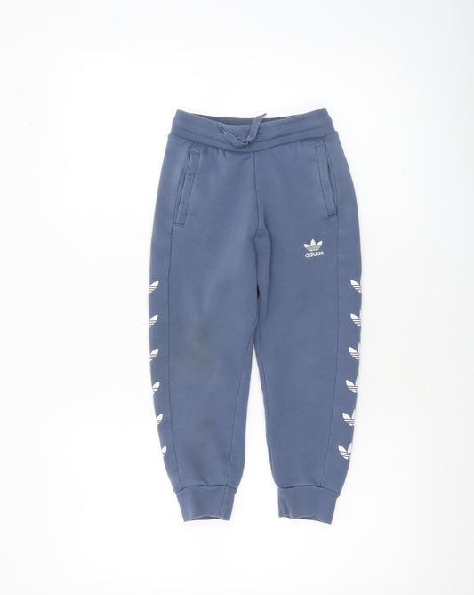 Boys UK Size 5-6 Years adidas Regular Fit Jogger Blue Trousers