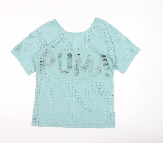 Womens UK Size XS PUMA Blue Gym & Training Running & Jogging Yoga T-Shirt
