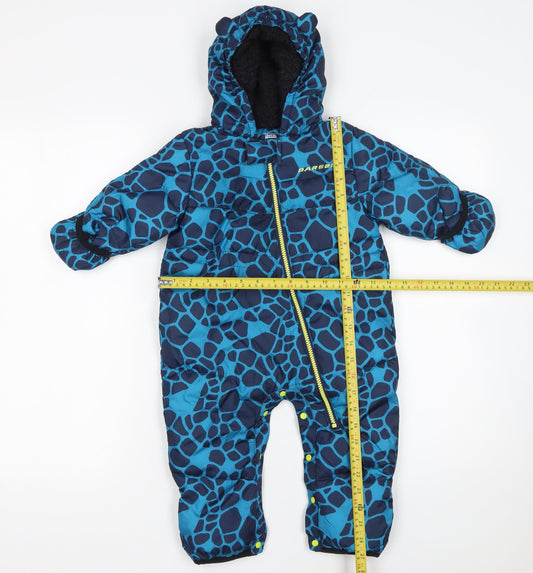 Dare 2b Unisex Baby Blue Animal Print Hooded Puffer Snowsuit 6-12 Months