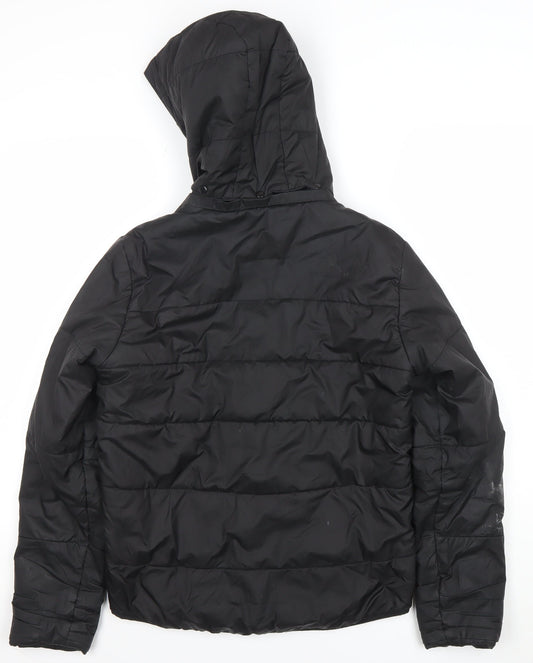Puma Girls Black 14 Years Puffer Jacket Hooded Quilted Winter Coat