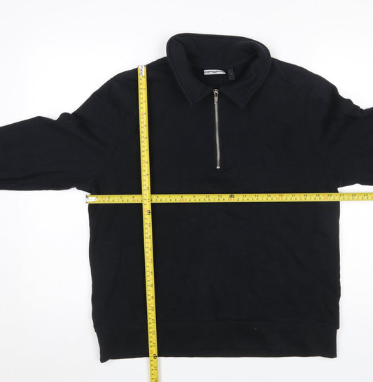Mens UK Size L ASOS DESIGN Black Henley Sweatshirt