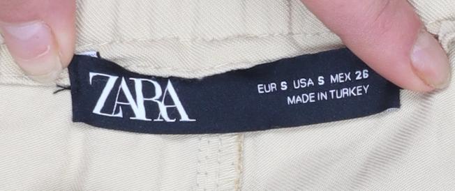 Womens UK Size S Zara Relaxed Fit Cargo Beige Trousers