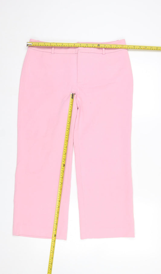 Womens UK Size 12 Zara Slim Fit Business Casual Workwear Pink Trousers