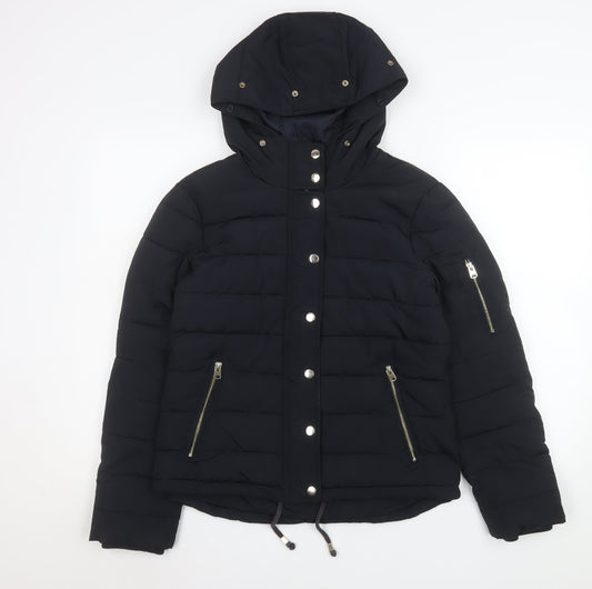 Womens UK Size 10 Topshop Black Puffer Jacket
