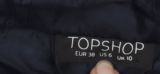Womens UK Size 10 Topshop Black Puffer Jacket