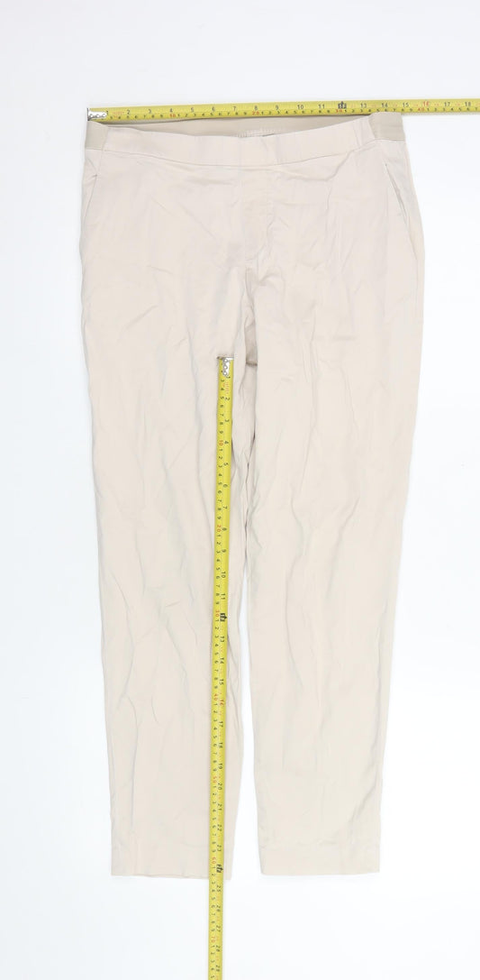 Womens UK Size M Uniqlo Regular Fit Cropped Beige Trousers