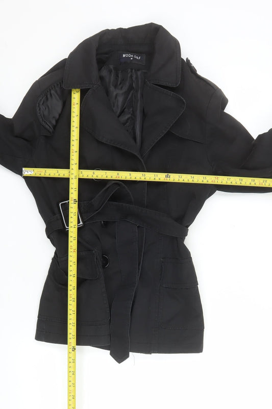 Womens UK Size M MODA D&F Black Trench Coat