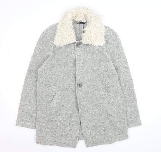Womens UK Size S Zara Grey Overcoat