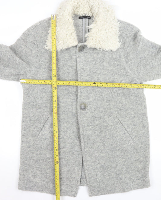 Womens UK Size S Zara Grey Overcoat