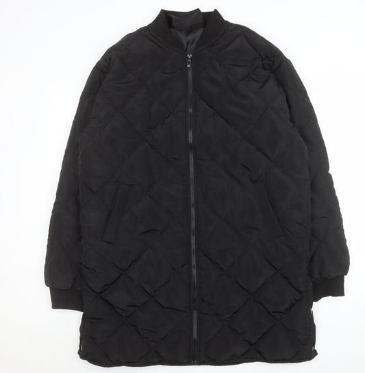 Womens UK Size 10 Boohoo Black Quilted Coat