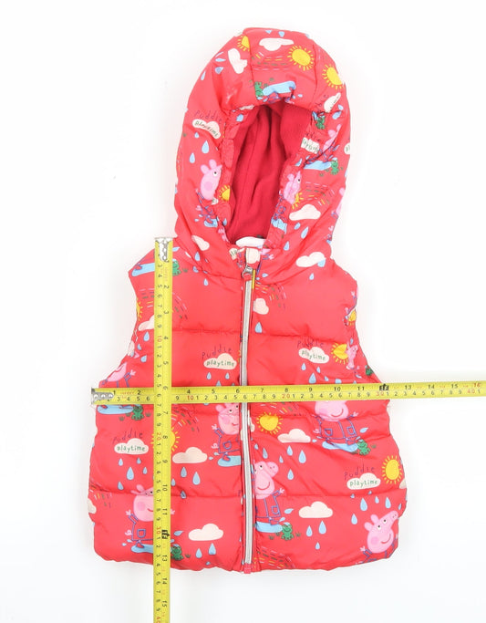 Girls UK Size 18-24 Months Peppa Pig Red Puffer Jacket