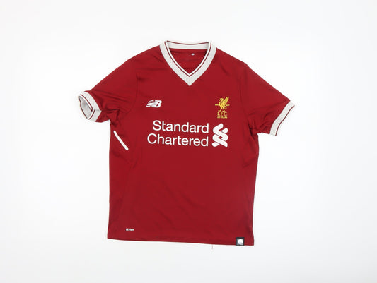 Additional front view of New Balance boys’ red football jersey short sleeve athletic t-shirt, size M