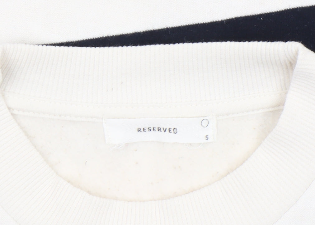 Womens UK Size S RESERVED White Pullover Sweatshirt