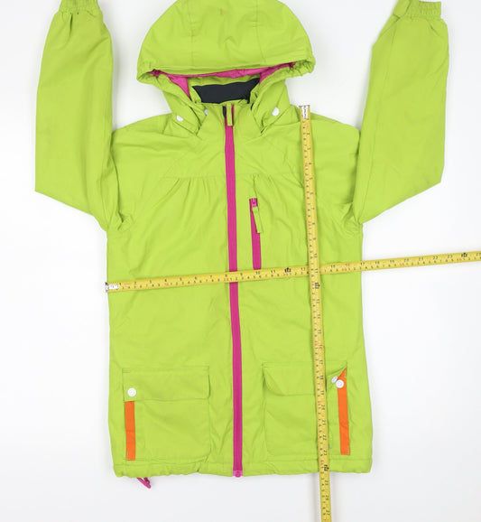 Trespass Girls Green Waterproof Hooded Parka Coat 9-10 Years