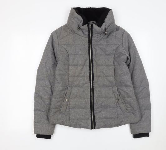 Womens UK Size 10 Dorothy Perkins Grey Puffer Jacket