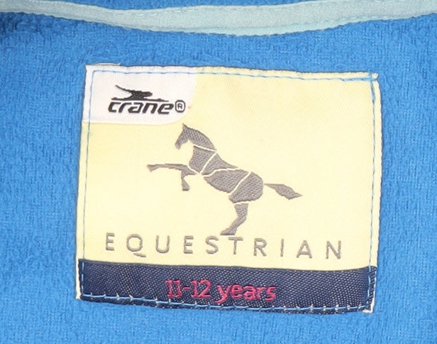 Additional view of Crane girls’ blue fleece 1/4 zip equestrian sweatshirt 11-12 years