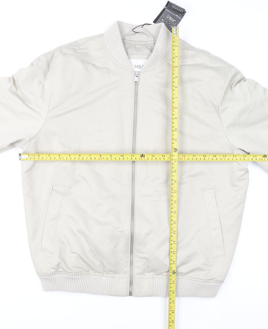 Marks and Spencer Men's Beige Bomber Jacket M Water Resistant