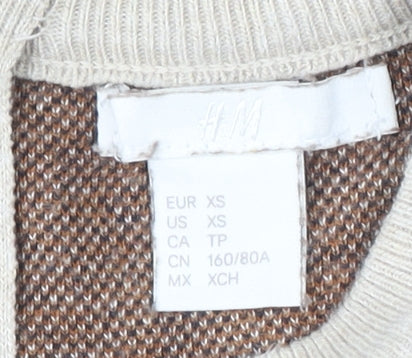Womens UK Size XS H&M Beige Pullover Jumper