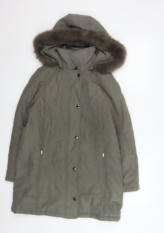 Womens UK Size S Jacques Vert Green Parka Coat