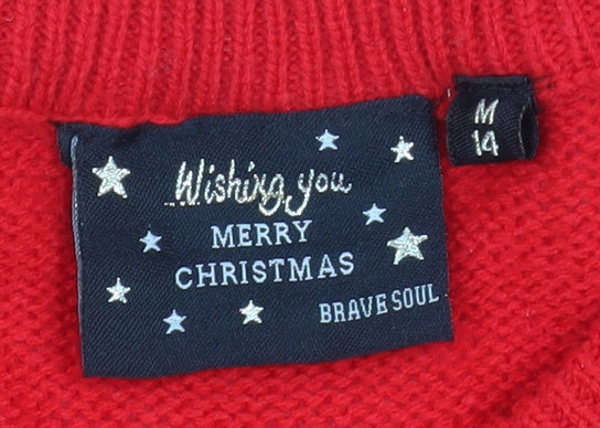 Womens UK Size 14 Brave Soul Red Pullover Jumper