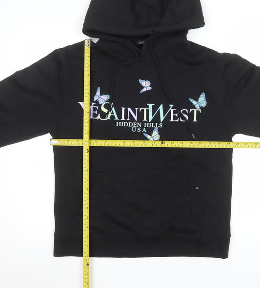 Womens UK Size S Boohoo Black Pullover Hoodie