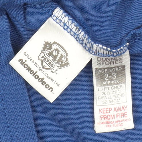 Boys UK Size 2-3 Years Dunnes Stores Blue Basic T-Shirt