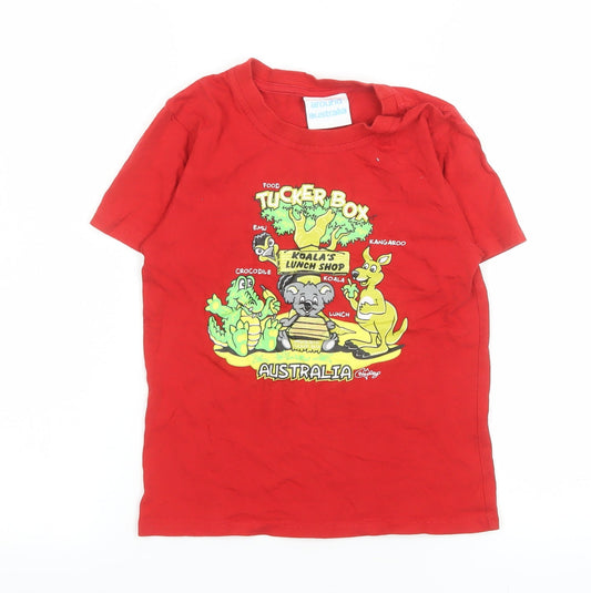 Boys UK Size 8 Years Around Australia Red BasicJerseyPullover T-Shirt