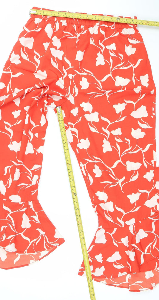 Womens UK Size 14 ASOS Relaxed Fit Wide-Leg Red Trousers