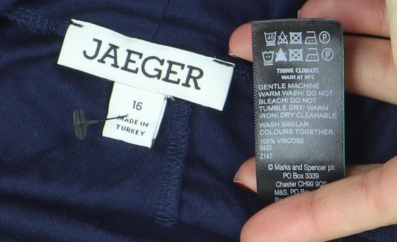 Womens UK Size 16 Jaeger Blue Basic Blouse