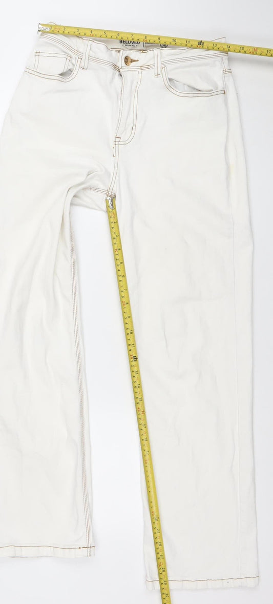 Womens UK Size 10 Beloved Regular Fit Straight Ivory Jeans