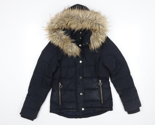 Womens UK Size 6 Topshop Blue Puffer Jacket