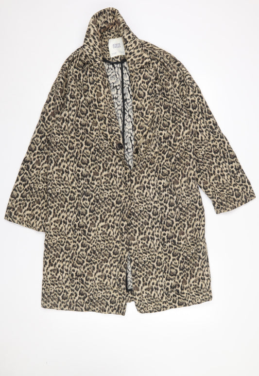 Womens UK Size XS Zara Brown Overcoat