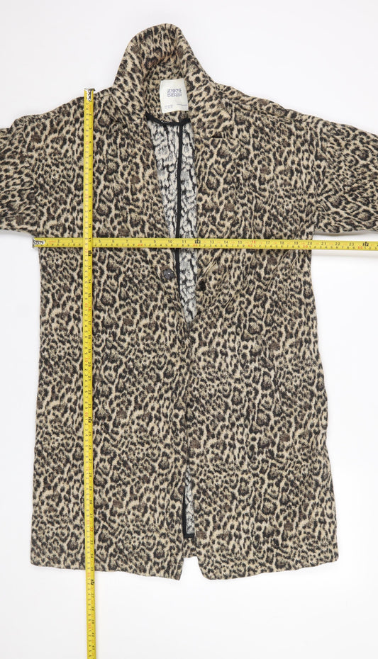 Womens UK Size XS Zara Brown Overcoat